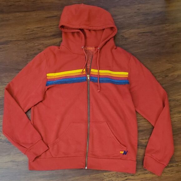 Aviator Nation Red Athleisure Edgy Retro Y2K Streetwear Full Zip Hoodie Size XL - Picture 1 of 7